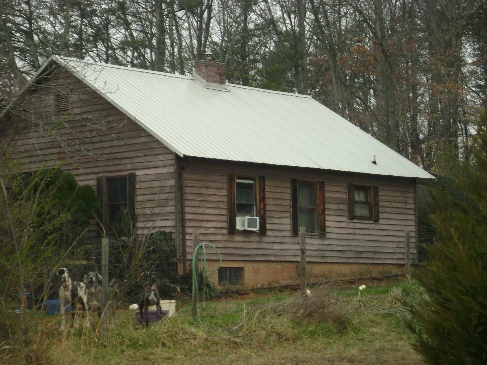 White metal roof on an old wood sided farmhouse, from a Asphalt Shingle Roof Repair job in Lincoln